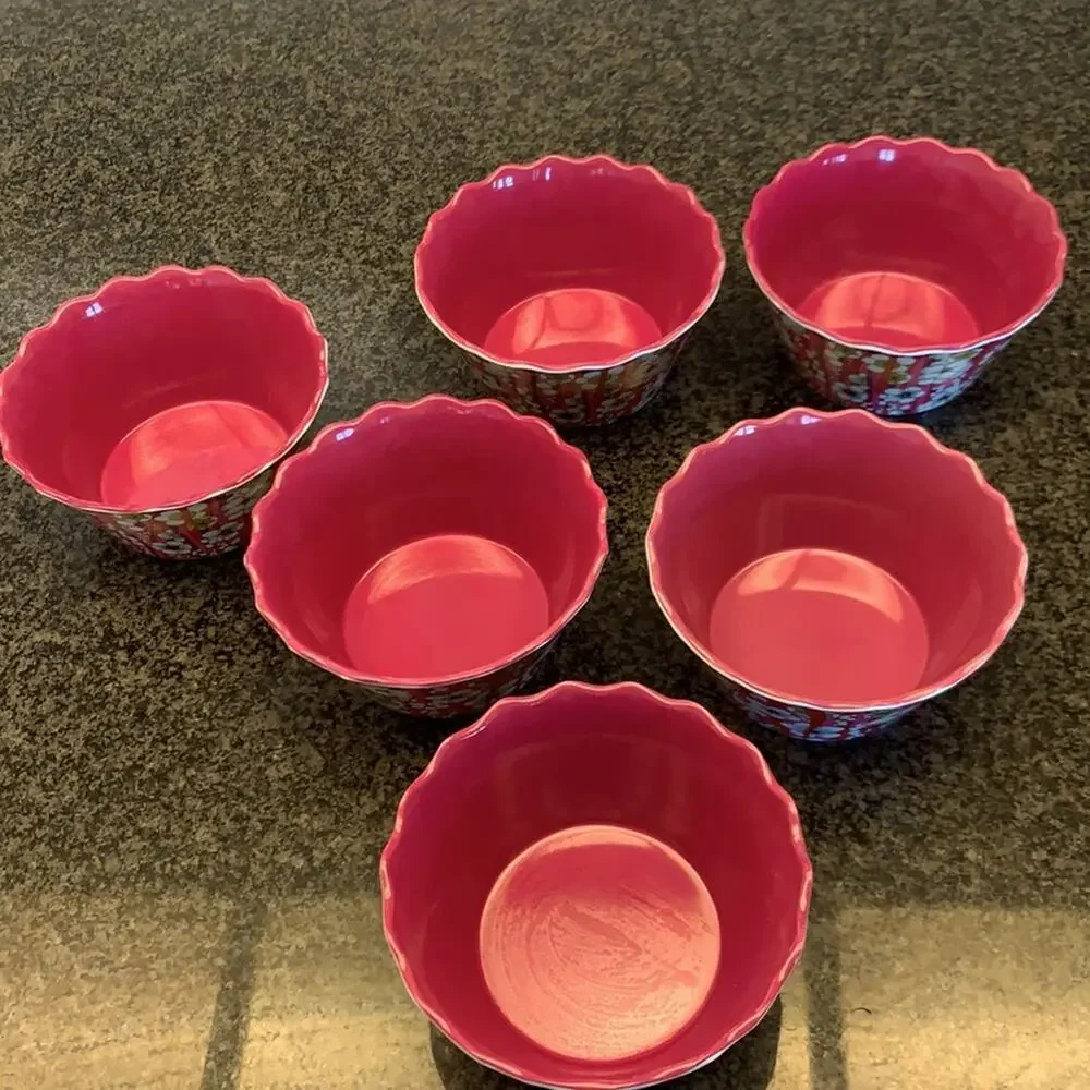 Liberty of London Set of 6 Pink Floral Bowls